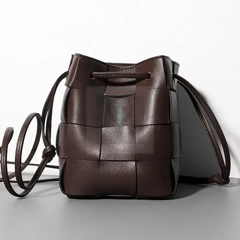 Woven Leather Bucket Bag - Uniquely You Online