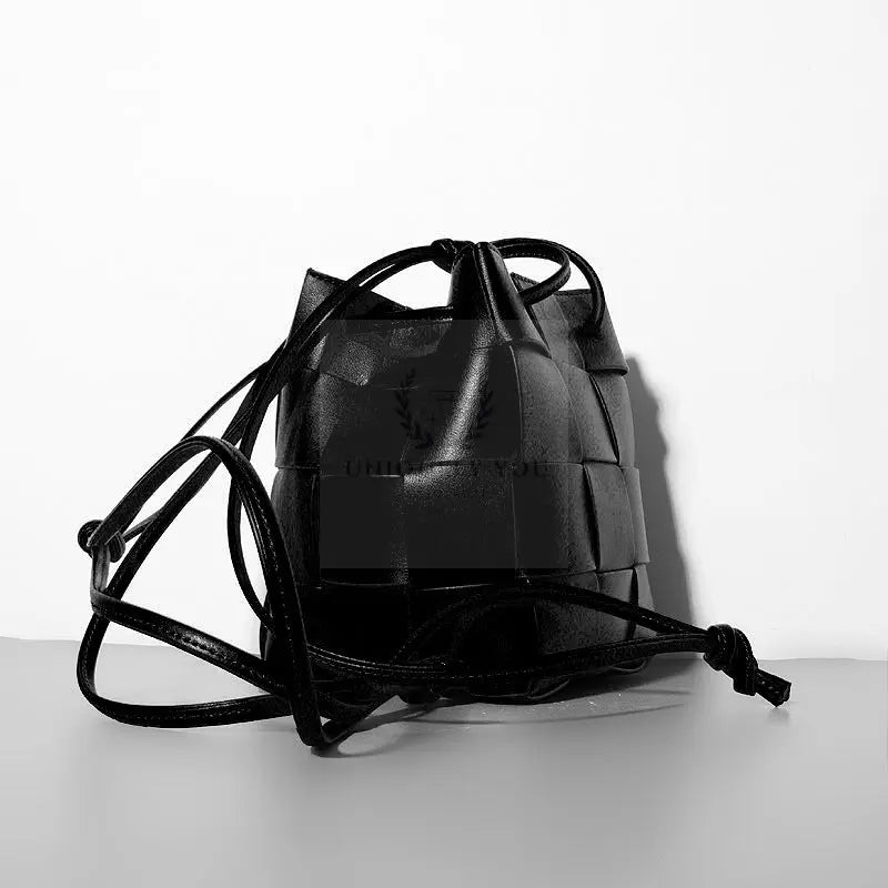 Woven Leather Bucket Bag