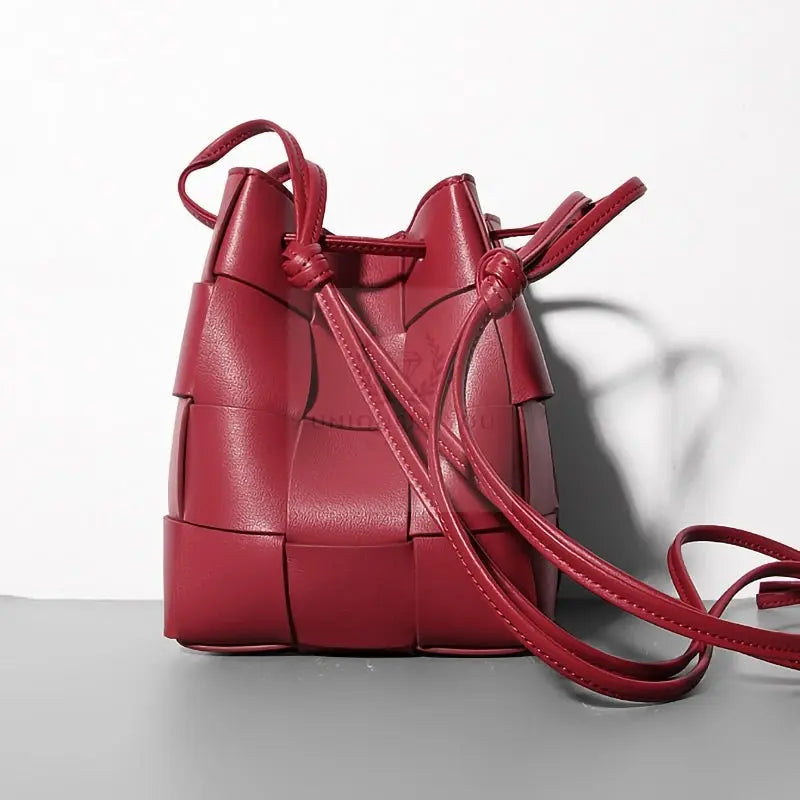 Woven Leather Bucket Bag