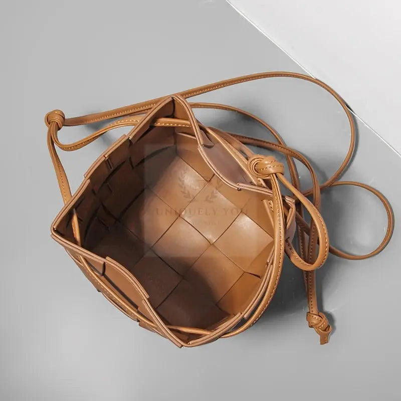 Woven Leather Bucket Bag