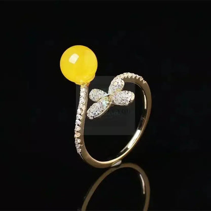 Yellow Amber Butterfly Ring - Uniquely You Online