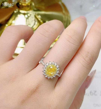 1.12ct Yellow Diamond Oval Sunflower Ring - Uniquely You Online