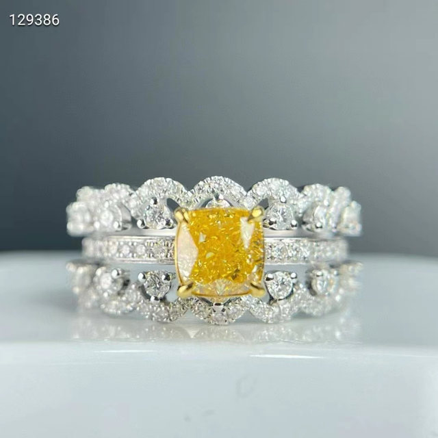 1ct Yellow Diamond Trio Rings