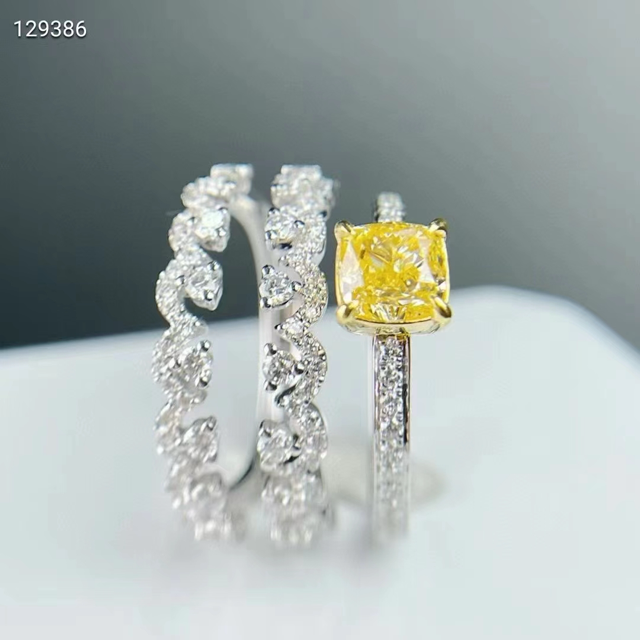 1ct Yellow Diamond Trio Rings