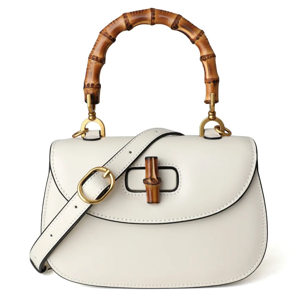 Bamboo Handle Lux Leather Bag - Uniquely You Online - Handbag