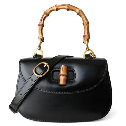 Bamboo Handle Lux Leather Bag - Uniquely You Online - Handbag