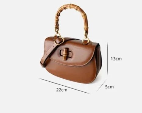 Bamboo Handle Lux Leather Bag - Uniquely You Online - Handbag