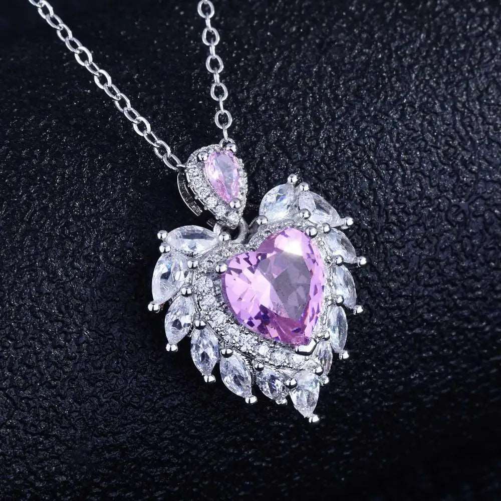 CZ Angel Wing Heart Pendant with Necklace - Uniquely You Online - Pendant with Necklace