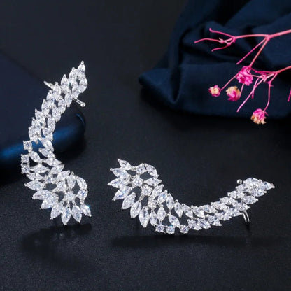 CZ Angel Wings Cuff and Stud Earrings - Uniquely You Online - Ear Cuff