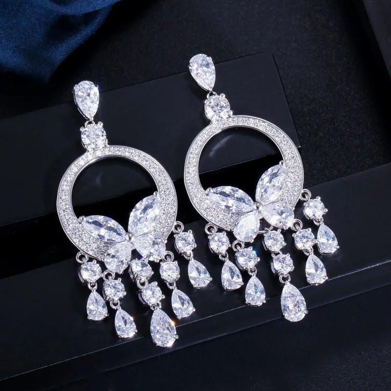 CZ Butterfly Tassel Drop Earrings - Uniquely You Online - Earrings