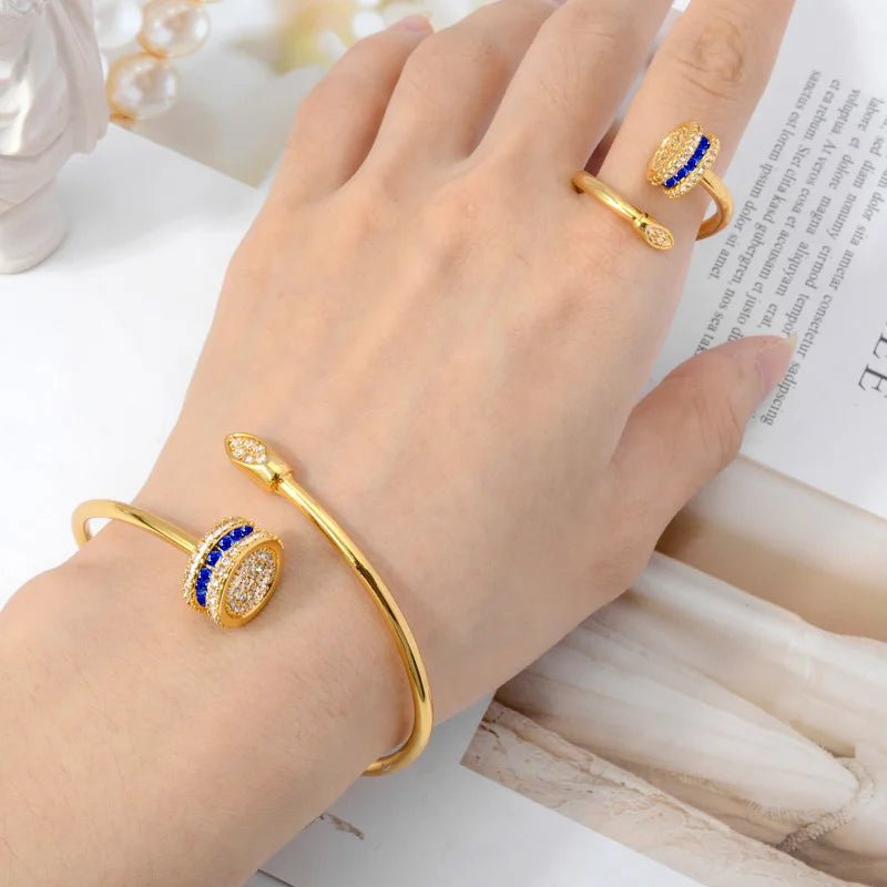 CZ Colored Nail Bangle and Ring Set - Uniquely You Online -