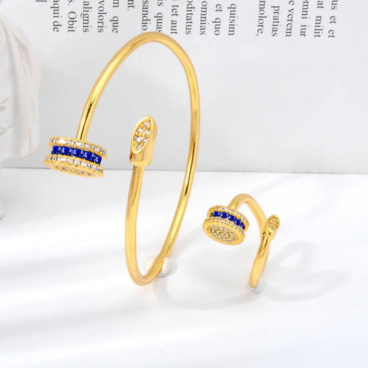 CZ Colored Nail Bangle and Ring Set - Uniquely You Online -