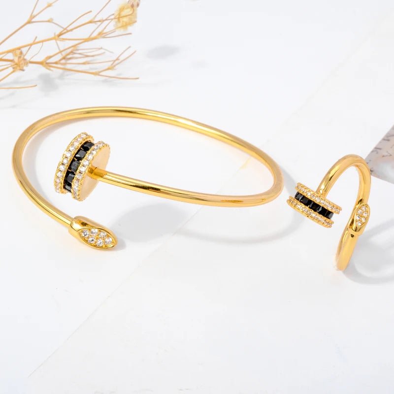 CZ Colored Nail Bangle and Ring Set - Uniquely You Online -