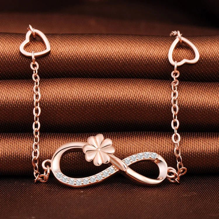 CZ Four Leaf Clover Infinity Bracelet - Uniquely You Online - Bracelet