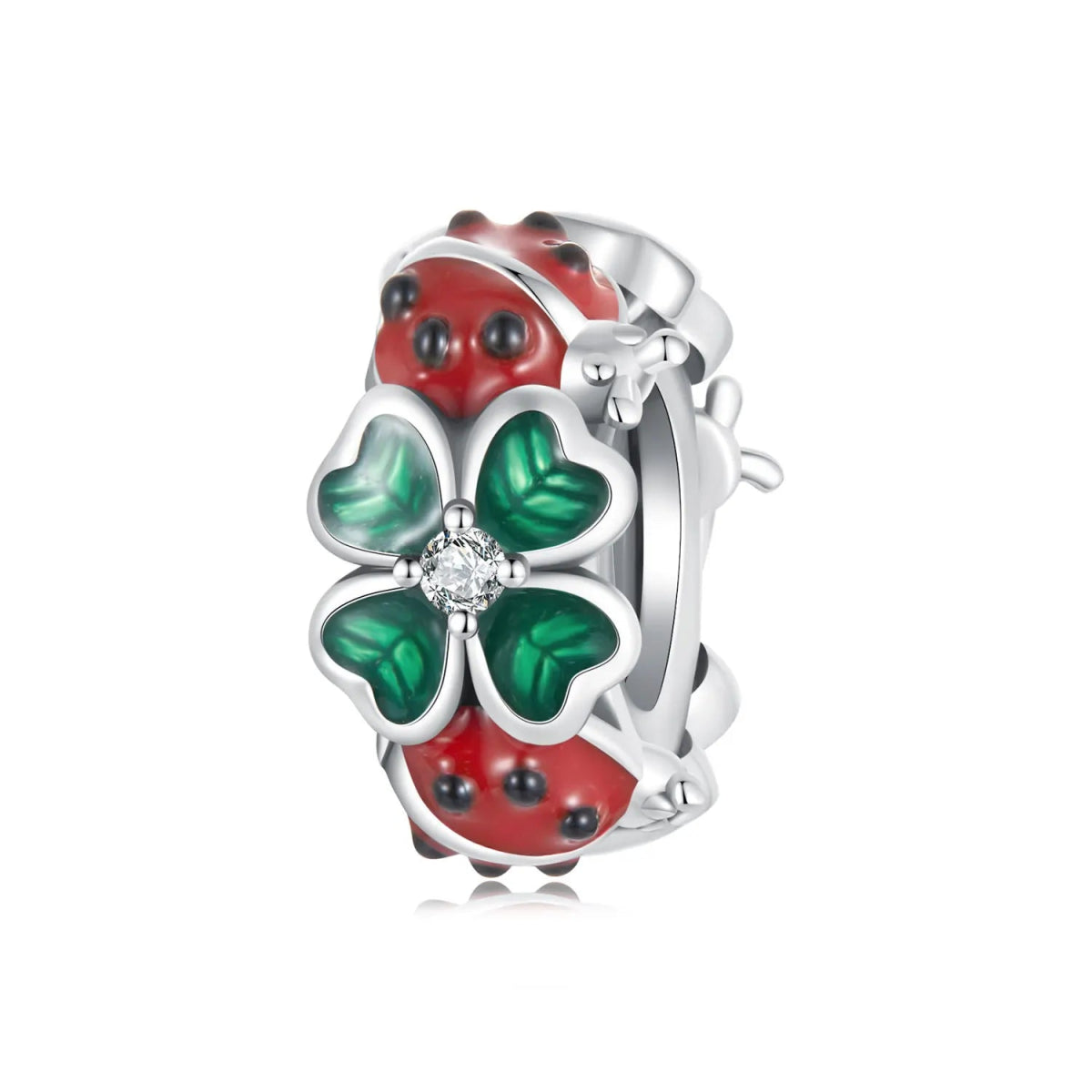 CZ Four Leaf Clover with Lady Bug Charms - Uniquely You Online - Charms