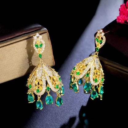 CZ Green Drop Tassel Earrings - Uniquely You Online - Earrings