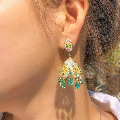 CZ Green Drop Tassel Earrings - Uniquely You Online - Earrings