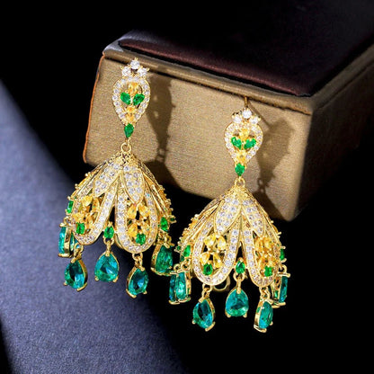 CZ Green Drop Tassel Earrings - Uniquely You Online - Earrings