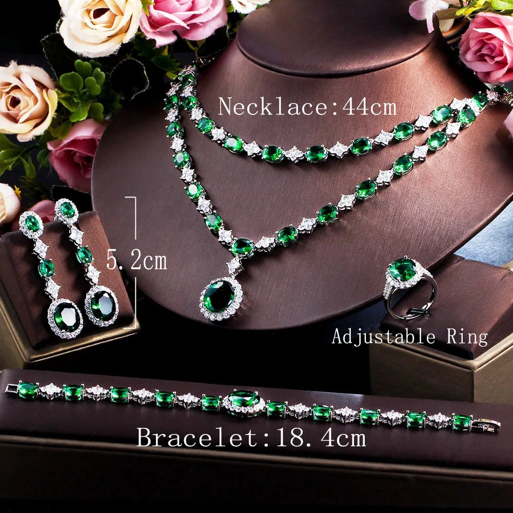 CZ Green/White Layered Jewelry Set - Uniquely You Online - Jewelry Set