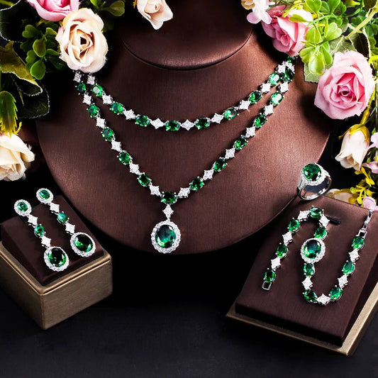 CZ Green/White Layered Jewelry Set - Uniquely You Online - Jewelry Set