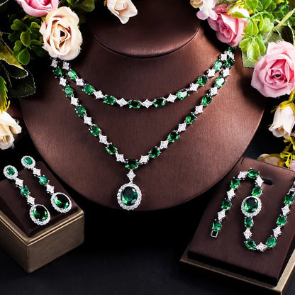 CZ Green/White Layered Jewelry Set - Uniquely You Online - Jewelry Set