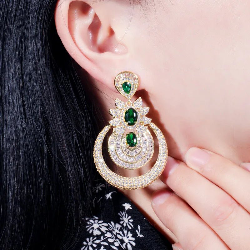 CZ Long Lux Green Drop Earrings - Uniquely You Online - Earrings