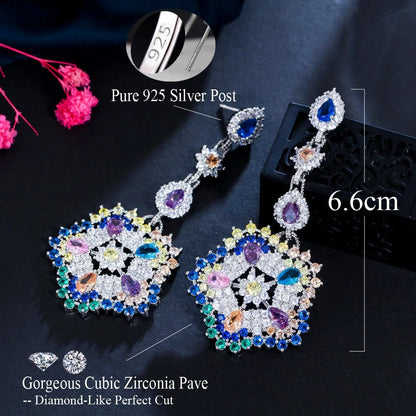 CZ Lux Multicolor Flower Drop Earrings - Uniquely You Online - Earrings