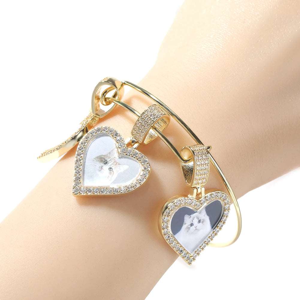 CZ Photo Heart Charm Bracelet - Uniquely You Online - Bracelet