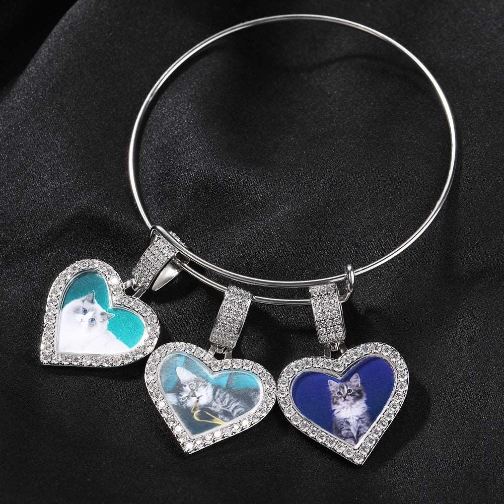 CZ Photo Heart Charm Bracelet - Uniquely You Online - Bracelet