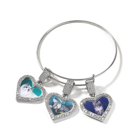 CZ Photo Heart Charm Bracelet - Uniquely You Online - Bracelet