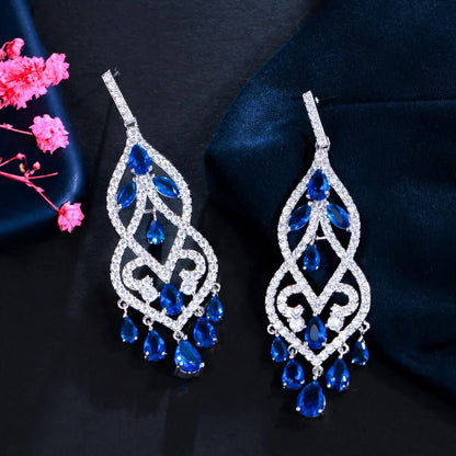 CZ Tear Drop Geometric Chandelier Earrings - Uniquely You Online - Earrings