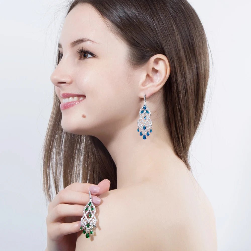 CZ Tear Drop Geometric Chandelier Earrings - Uniquely You Online - Earrings