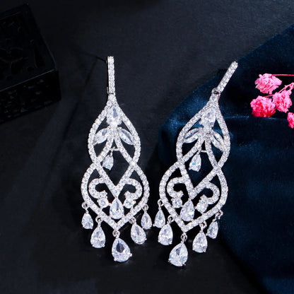 CZ Tear Drop Geometric Chandelier Earrings - Uniquely You Online - Earrings