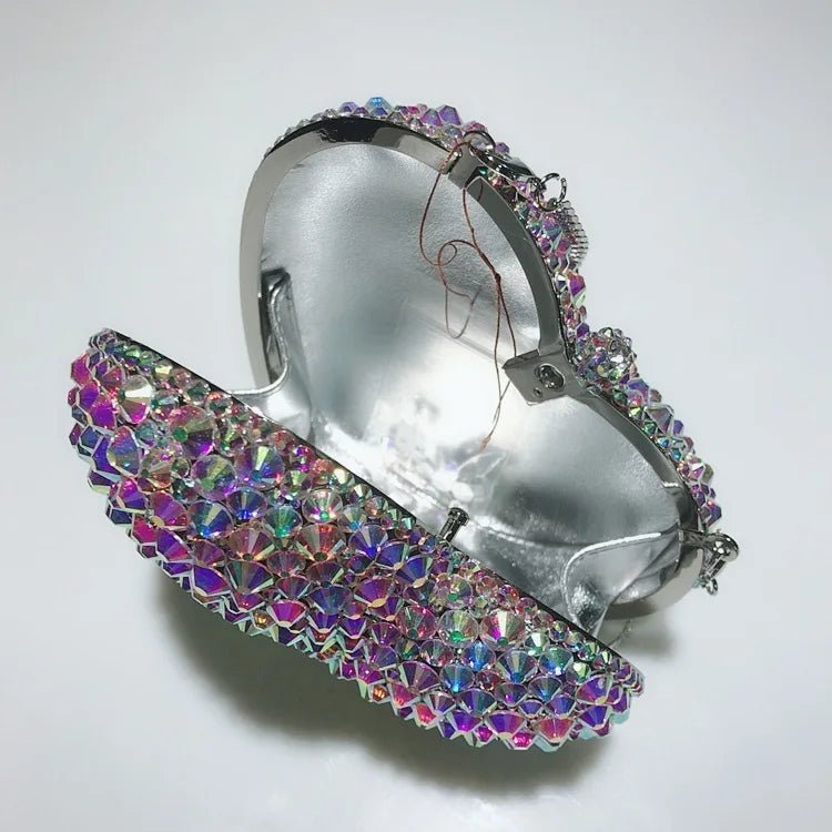 Lux Crystal Textured Heart Clutch - Uniquely You Online - Clutch