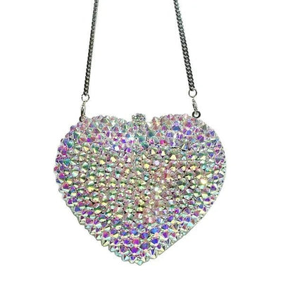 Lux Crystal Textured Heart Clutch - Uniquely You Online - Clutch