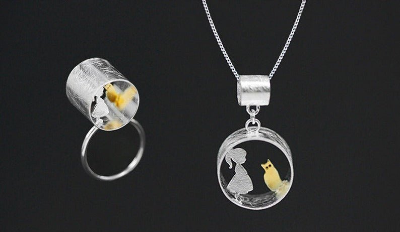 Meeting with Cat Ring and Pendant Set - Uniquely You Online - Jewelry Set