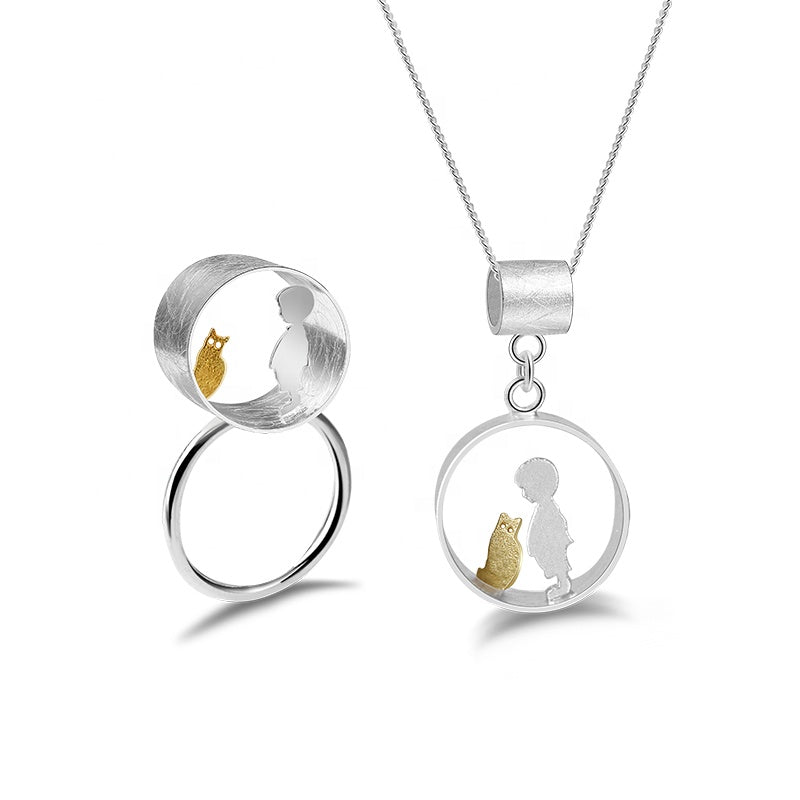 Meeting with Cat Ring and Pendant Set - Uniquely You Online - Jewelry Set