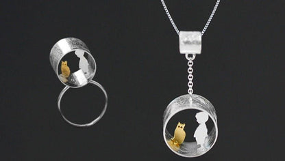 Meeting with Cat Ring and Pendant Set - Uniquely You Online - Jewelry Set