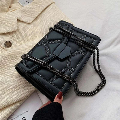 Metal Studded Rivet Geometric Bag - Uniquely You Online - Handbag