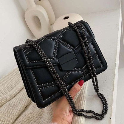 Metal Studded Rivet Geometric Bag - Uniquely You Online - Handbag