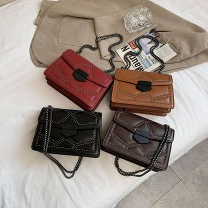 Metal Studded Rivet Geometric Bag - Uniquely You Online - Handbag