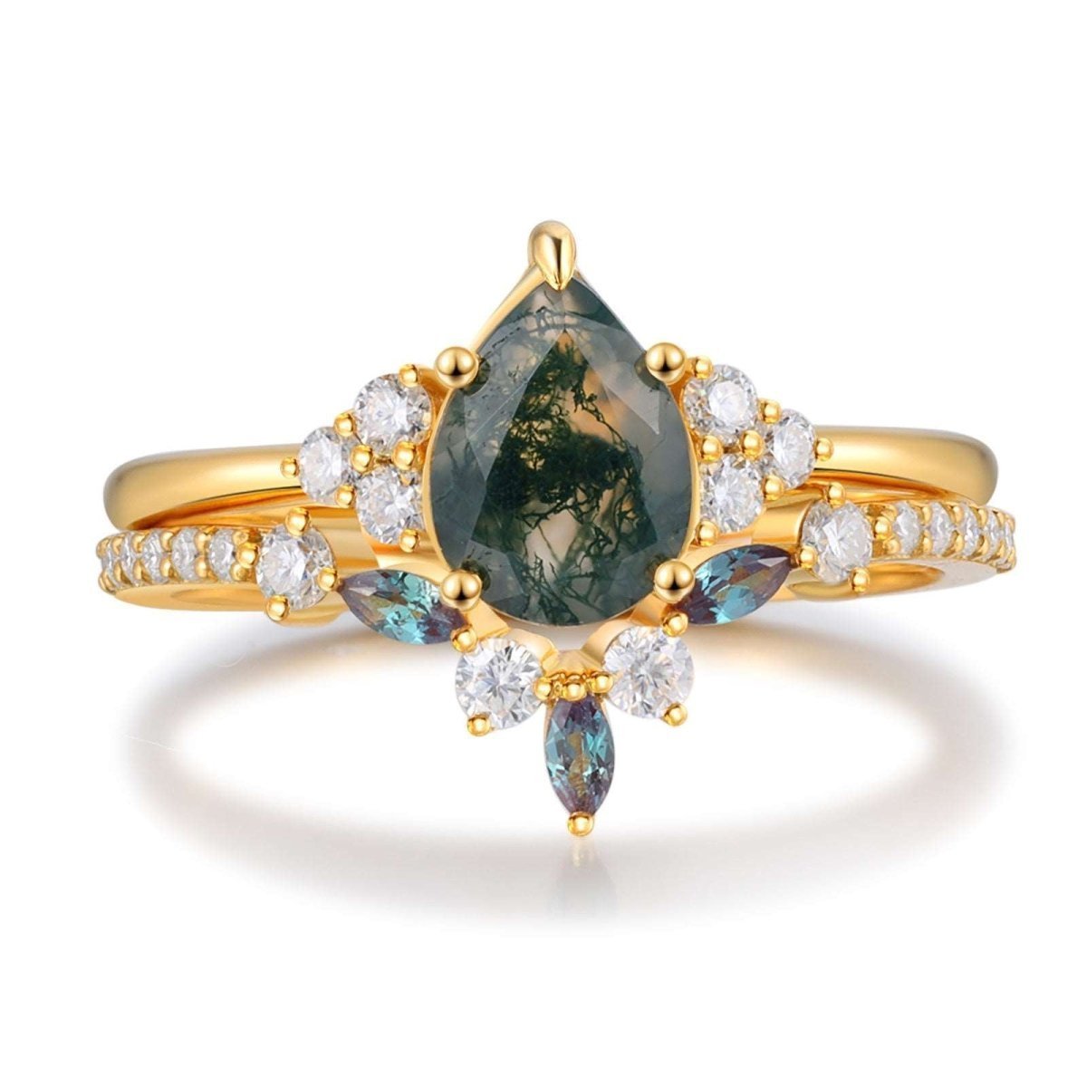 Moss Agate Moissanite Ring - Uniquely You Online - Ring