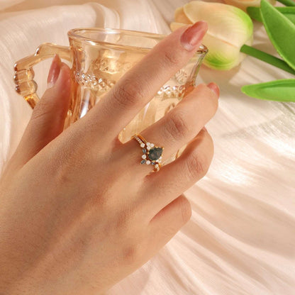 Moss Agate Moissanite Ring - Uniquely You Online - Ring