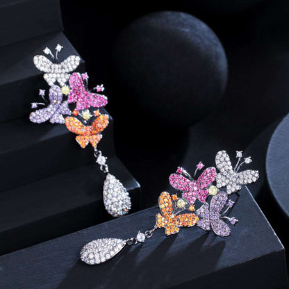 Multicolor Butterfly Ball Drop Earrings - Uniquely You Online - Earrings