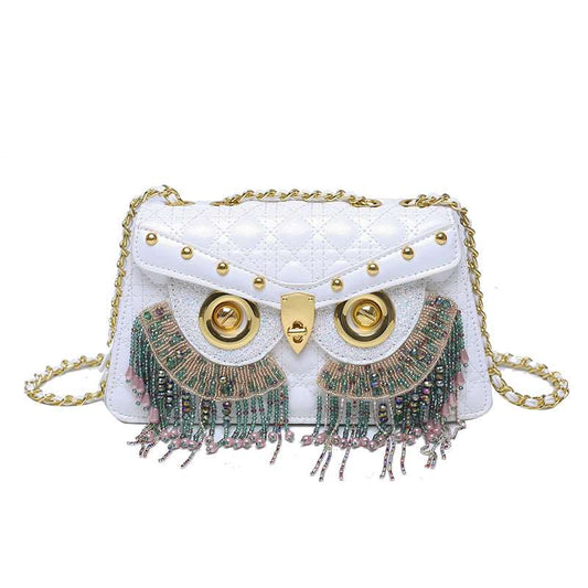 Owl Quilted Beaded Tassel Crossbody - Uniquely You Online - Crossbody