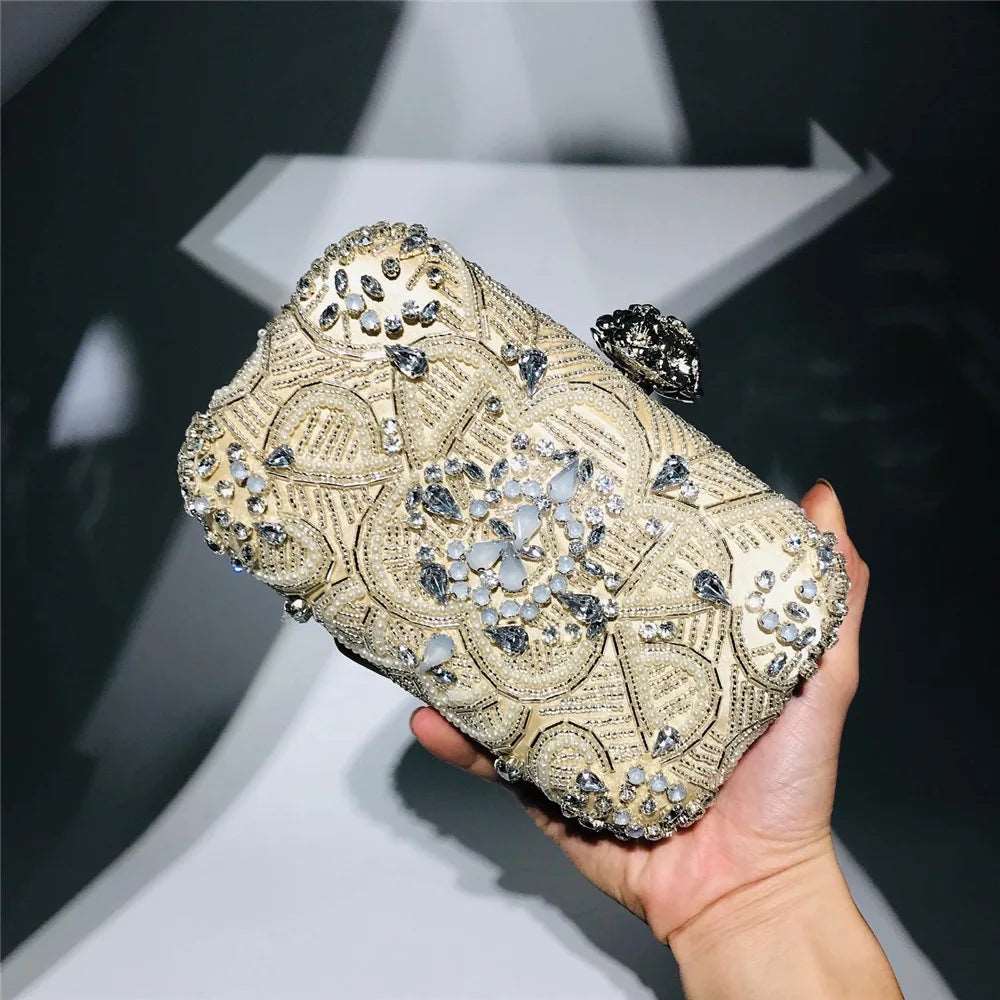 Pearl Beaded Crystal Clutch - Uniquely You Online - Clutch