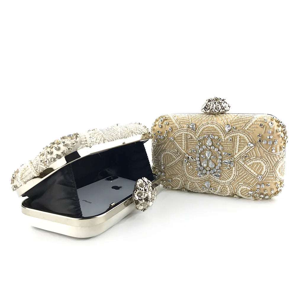 Pearl Beaded Crystal Clutch - Uniquely You Online - Clutch