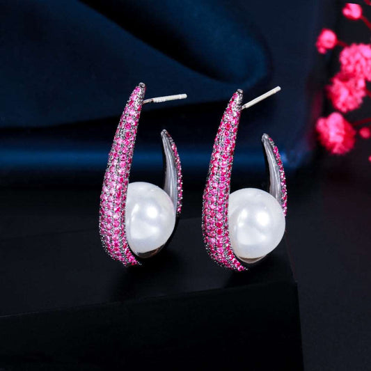 Pearl Drop Hoop Earrings - Uniquely You Online - Earrings