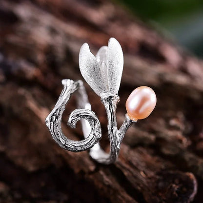 Pearl Magnolia Flower Ring - Uniquely You Online - Ring