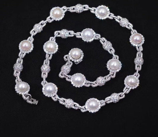 Pearl Moissanite Ball Chain Link Necklace - Uniquely You Online - Chains